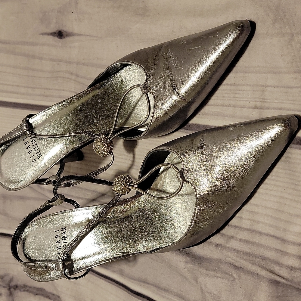 Stuart Weitzman Silver Slingback - image 1